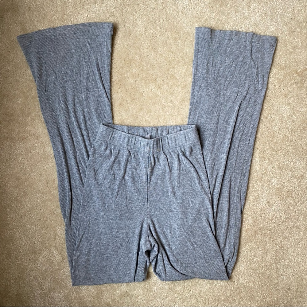 SKIMS Heather Gray Ribbed Modal Drawstring Lounge Pants in Sz XS Soft Cozy Luxe